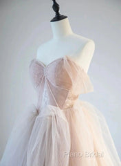 A-Line Pink Tulle Sweetheart Formal Prom Dresses Party Dresses, Pink Tulle Formal Dresses