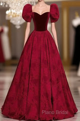 A-Line Princess Ballgown Sweetheart Short Sleeves Long Party Dresses Formal Dresses Formal Prom Dresses