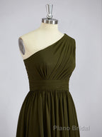 A-Line/Princess One-Shoulder Asymmetrical Chiffon Bridesmaid Dresses with Pleated