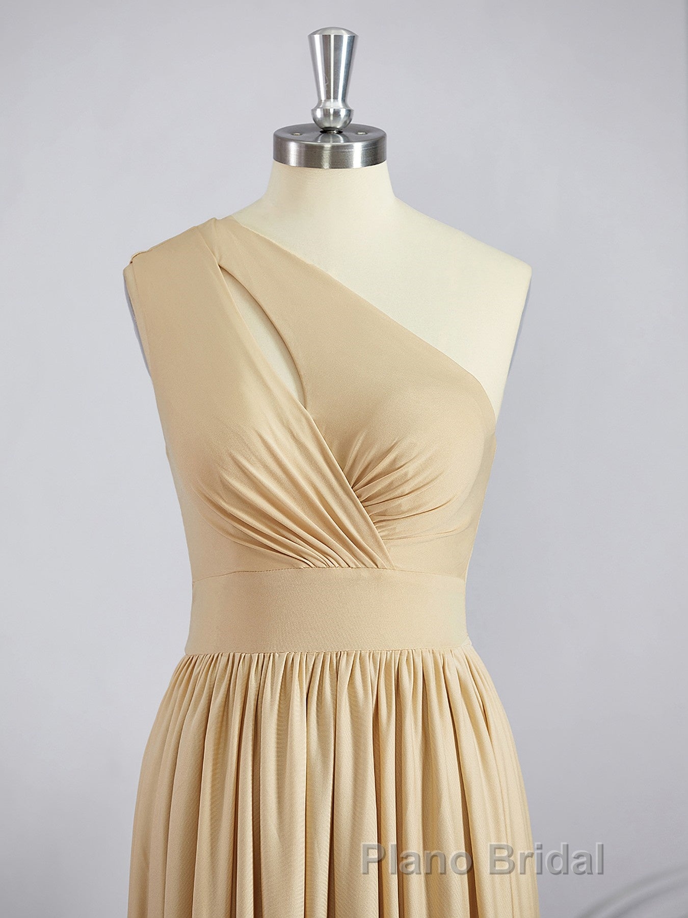 A-Line/Princess One-Shoulder Floor-Length Jersey Bridesmaid Dresses with Leg Slit