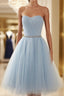 A-Line/Princess Scoop Short/Mini Tulle Homecoming Dresses With Beading
