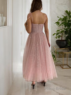 A-Line/Princess Spaghetti Straps Ankle-Length Homecoming Dresses