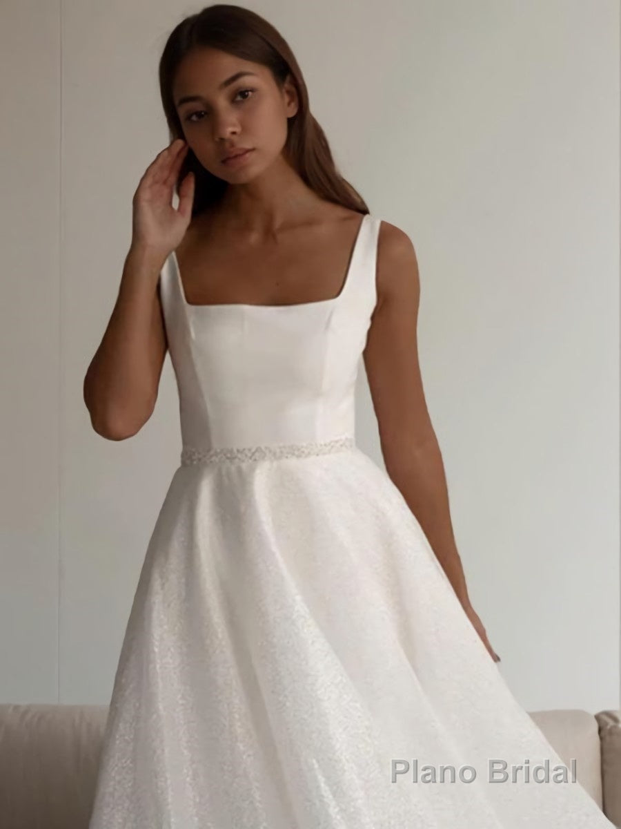 A-Line/Princess Square Chapel Train Wedding Dresses Secondary image