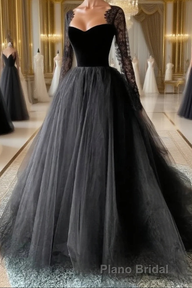 A-line/Princess Square Court Train Tulle Wedding Dresses with Appliques Lace Main image