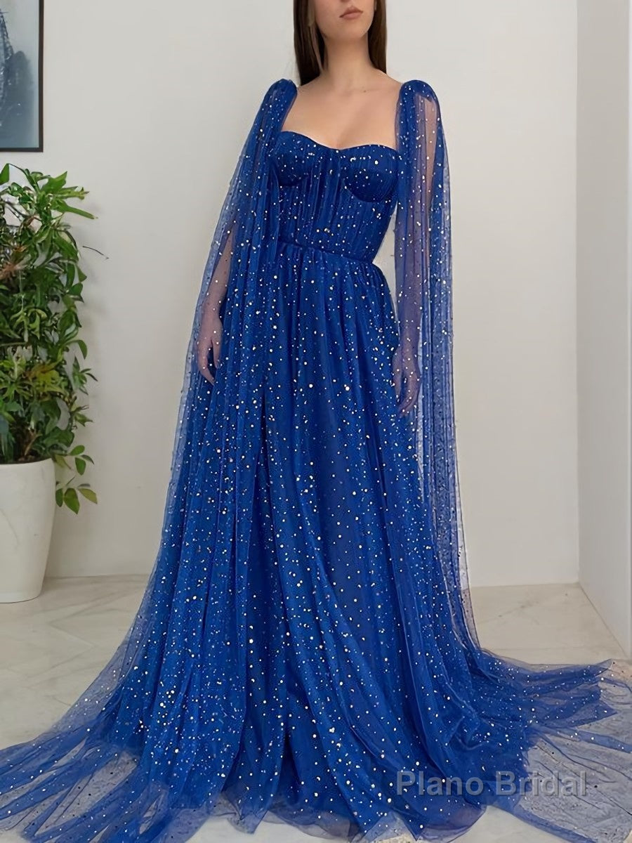 A-Line/Princess Square Sweep Train Prom Dresses With Ruffles Main image