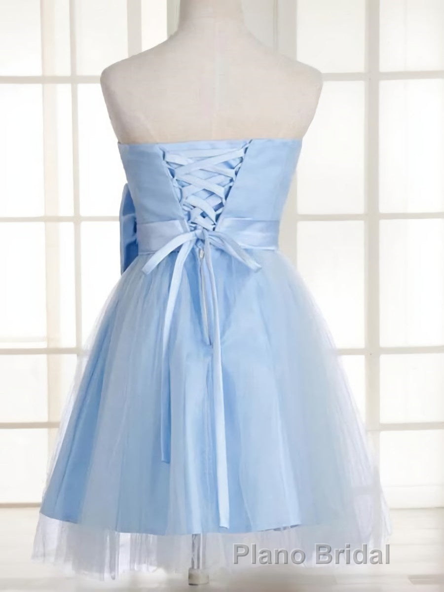 A-Line/Princess Strapless Short/Mini Tulle Homecoming Dresses With Bow Secondary image