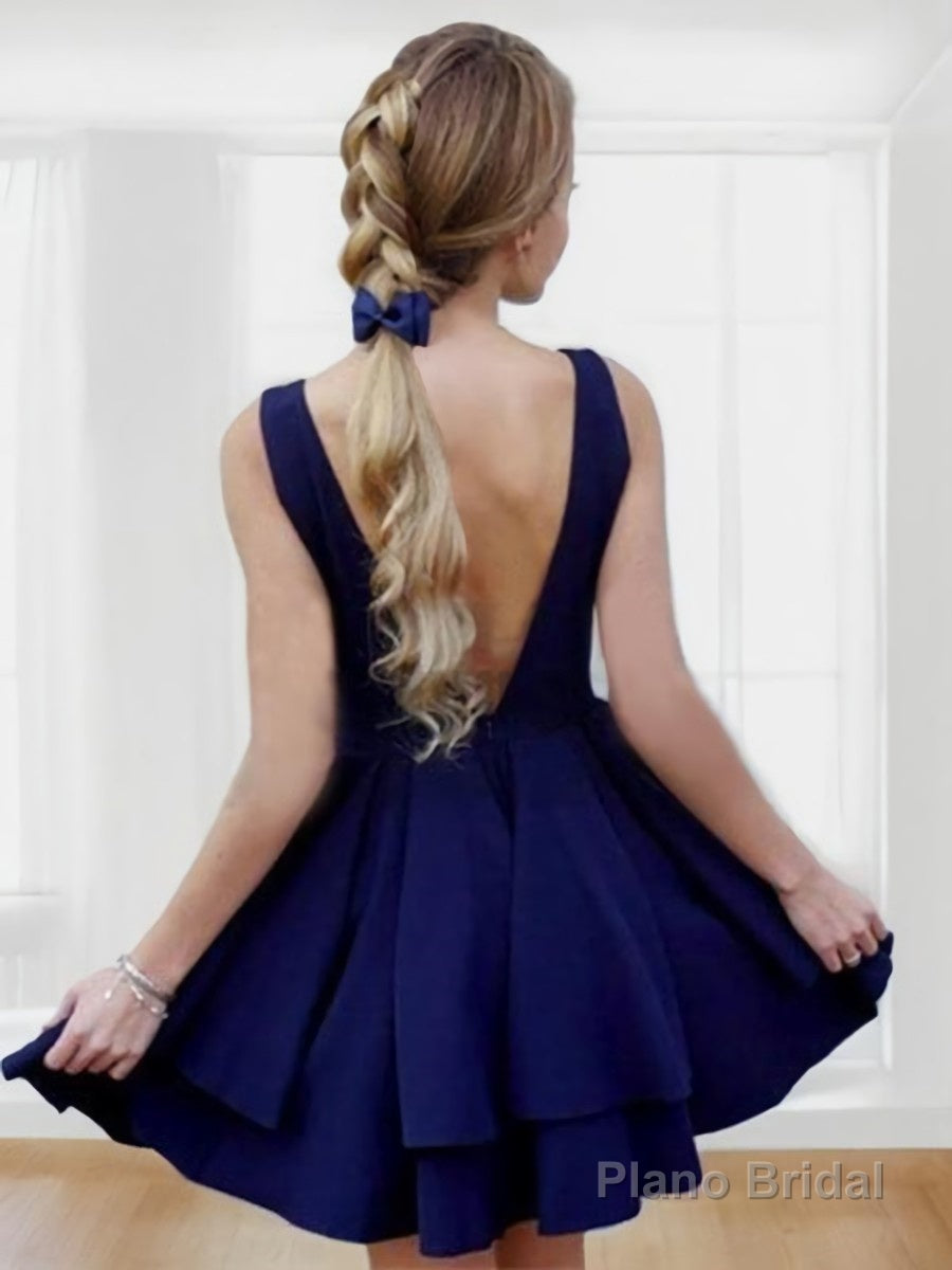 A-Line/Princess Straps Short/Mini Satin Homecoming Dresses Secondary image