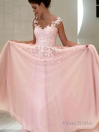 A-Line/Princess Sweetheart Floor-Length Tulle Evening Dresses With Appliques Lace