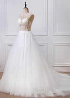 A-Line/Princess Tulle Appliques Lace Wedding Dresses