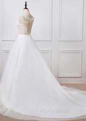 A-Line/Princess Tulle Appliques Lace Wedding Dresses