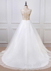 A-Line/Princess Tulle Appliques Lace Wedding Dresses