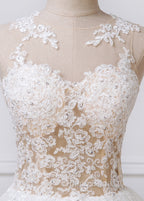 A-Line/Princess Tulle Appliques Lace Wedding Dresses