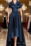 A-Line/Princess V-neck Asymmetrical Satin Mother of the Bride Dresses With Belt/Sash
