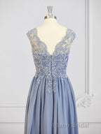 A-Line/Princess V-neck Floor-Length Chiffon Mother of the Bride Dresses With Appliques Lace