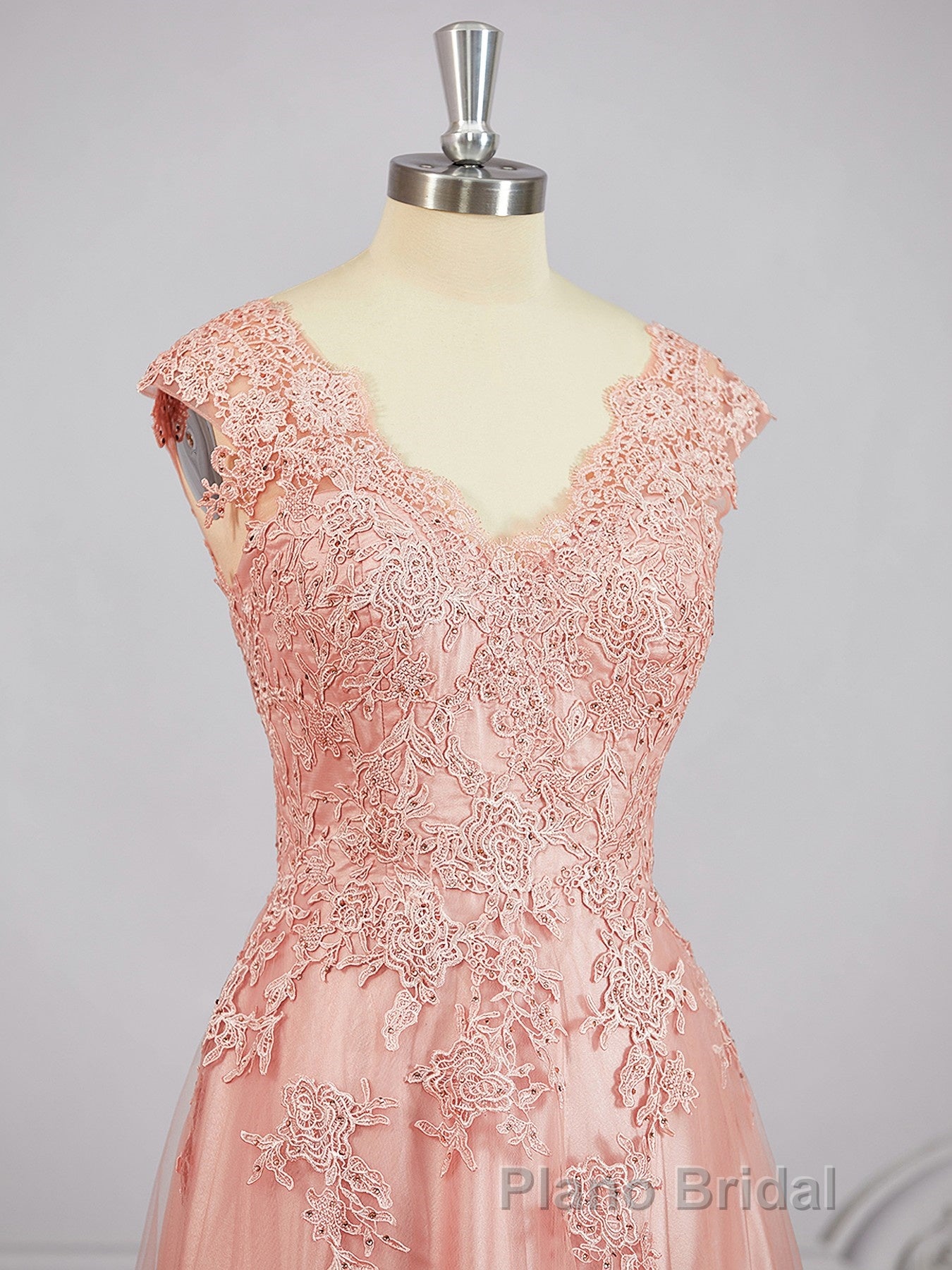 A-Line/Princess V-neck Floor-Length Tulle Mother of the Bride Dresses With Appliques Lace