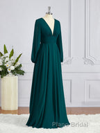 A-Line/Princess V-neck Sweep Train Chiffon Bridesmaid Dresses