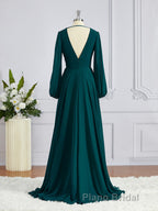 A-Line/Princess V-neck Sweep Train Chiffon Bridesmaid Dresses