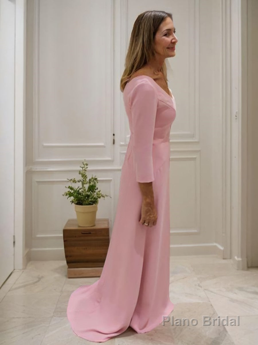 A-Line/Princess V-neck Sweep Train Stretch Crepe Mother of the Bride Dresses Secondary image