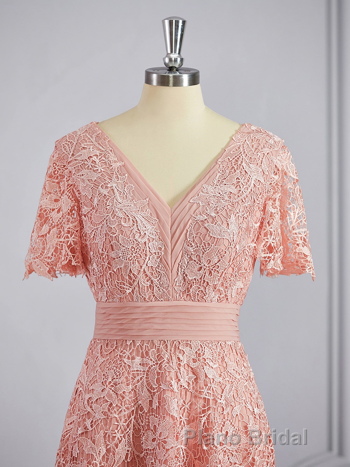 A-Line/Princess V-neck Tea-Length Chiffon Mother of the Bride Dresses With Appliques Lace Secondary image