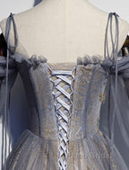 A-Line Formal Prom Dresses Dresses Wedding Floor Length Strap Tulle With Sequin Embroidery