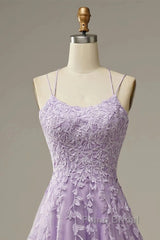 A-Line Formal Prom Dresses Floral Dresses Formal Sleeveless Strap Tulle With Appliques