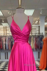 A-Line Formal Prom Dresses Sexy Dresses Formal Floor Length Sleeveless Spaghetti Strap Bridesmaid Dresses Charmeuse With Slit