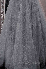 A-Line Formal Prom Dresses Sparkle & Shine Dresses Party Dresses Birthday Floor Length Sleeveless Spaghetti Strap Tulle With Glitter Crystals