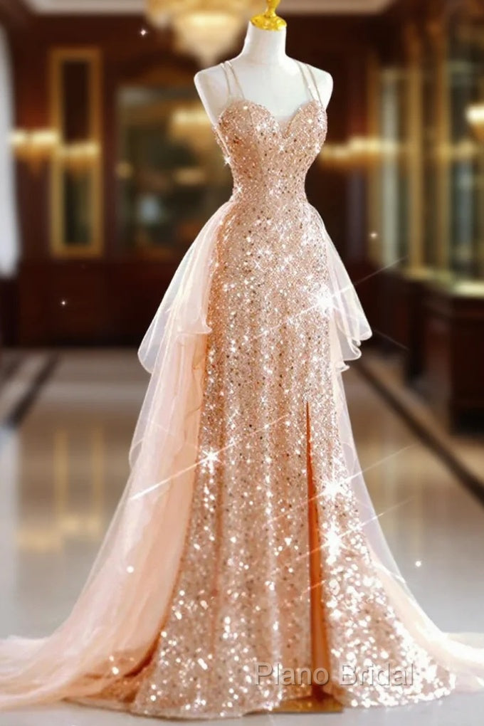 A-Line Formal Prom Dresses Sparkle & Shine Dresses Wedding Guest Sweet 16 Floor Length Sleeveless Sweetheart Tulle With Sequin Main image