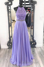 A Line Purple Lace Long Formal Prom Dress with Belt, Purple Lace Formal Dress, Purple Evening Dress, Bridesmaid Dress