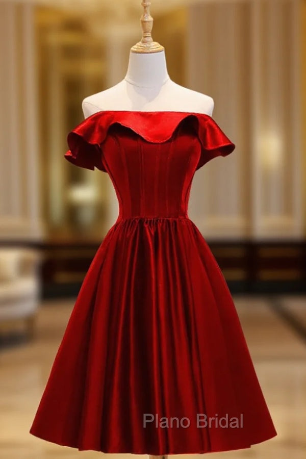 A-Line Satin Green Short Formal Prom Dresses, Green Homecoming Dresses Main image