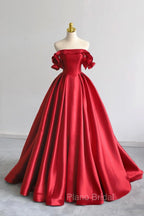 A-Line Satin Long Formal Prom Dresses, Elegant Off The Shoulder Evening Party Dresses