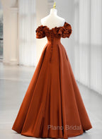 A-line Satin Off Shoulder Sweetheart Long Formal Prom Dresses, Satin Floor Length Party Dresses