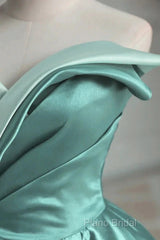 A-Line Satin Off-The-Shoulder Long Formal Prom Dresses Wedding Dresses