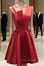 A Line Short Red Formal Prom Dresses, Short Red Graduation Homecoming Dresses
