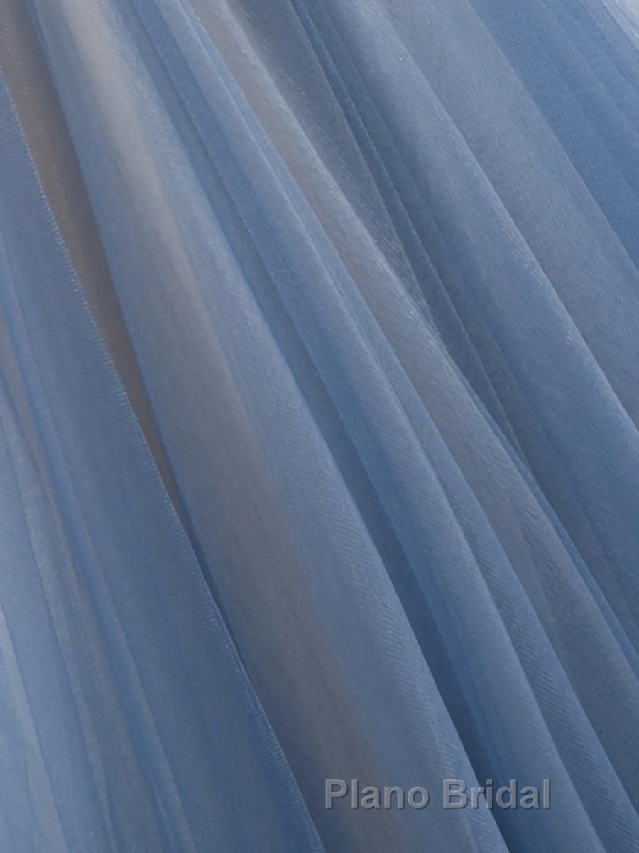 A Line Sleeveless Floor Length Blue Formal Prom Dresses, Blue Long Formal Bridesmaid Evening Dresses