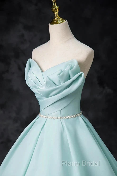 A-Line Strapless Formal Tulle Floor Length Formal Dresses Off Shoulder Formal Prom Dresses