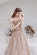 A-Line Strapless Starlight Princess Prom Dresses