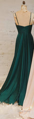 A-Line Straps Ruched Long Bridesmaid Dresses Prom Dresses