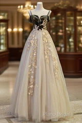 A Line Straps Tulle Long Formal Prom Dresses Formal Dresses