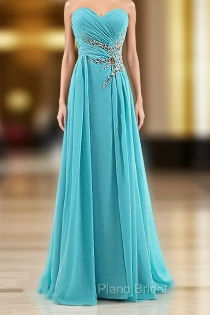 A-Line Sweetheart Chiffon Pleats Beading Bridesmaid Dresses