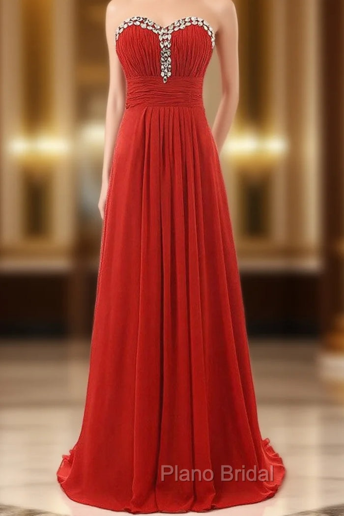 A-Line Sweetheart Neck Chiffon Floor Length Bridesmaid Dresses Main image