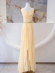 A-Line Sweetheart Neck Chiffon Long Formal Prom Dresses, Chiffon Formal Evening Dresses