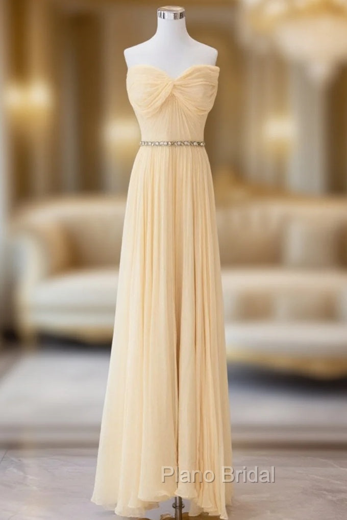 A-Line Sweetheart Neck Chiffon Long Formal Prom Dresses, Chiffon Formal Evening Dresses Main image