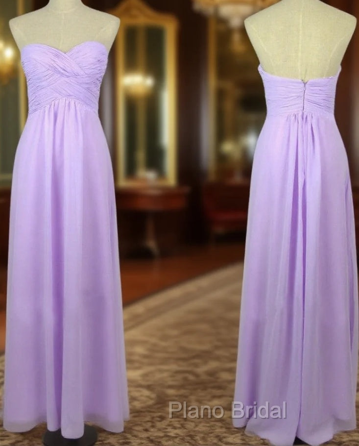 A Line Sweetheart Neck Backless Lilac Long Formal Prom Dresses, Lilac Long Bridesmaid Dresses