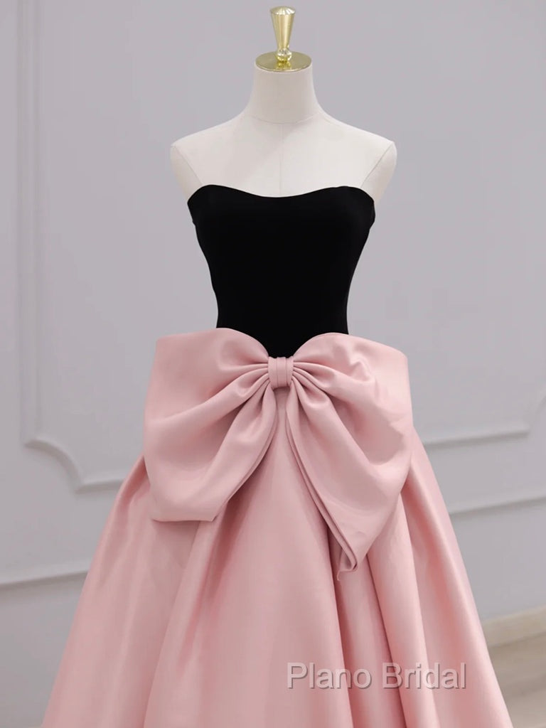 A-Line Sweetheart Neck Satin Black/Pink Short Formal Prom Dresses, Cute Homecoming Dresses