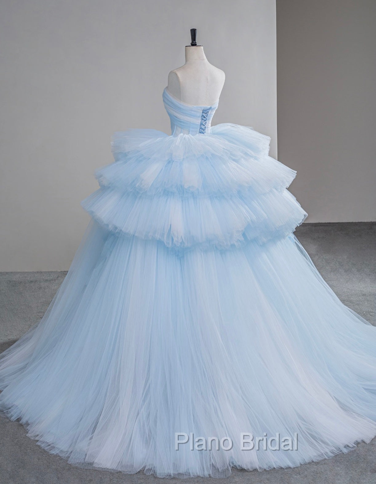 A-Line Sweetheart Neck Tulle Blue Long Formal Prom Dresses, Blue Long Evening Gown Secondary image