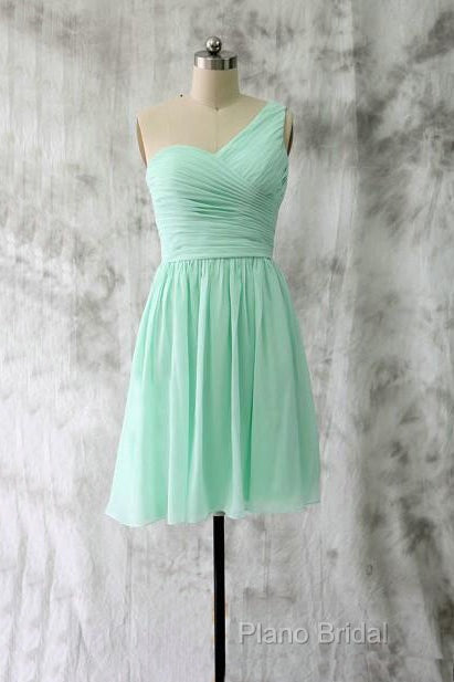 A-Line Sweetheart One-Shoulder Chiffon Bridesmaid Dresses Secondary image