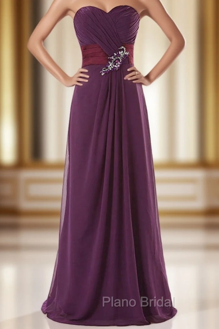 A-Line Sweetheart Pleats Bridesmaid Dresses With Crystal Main image