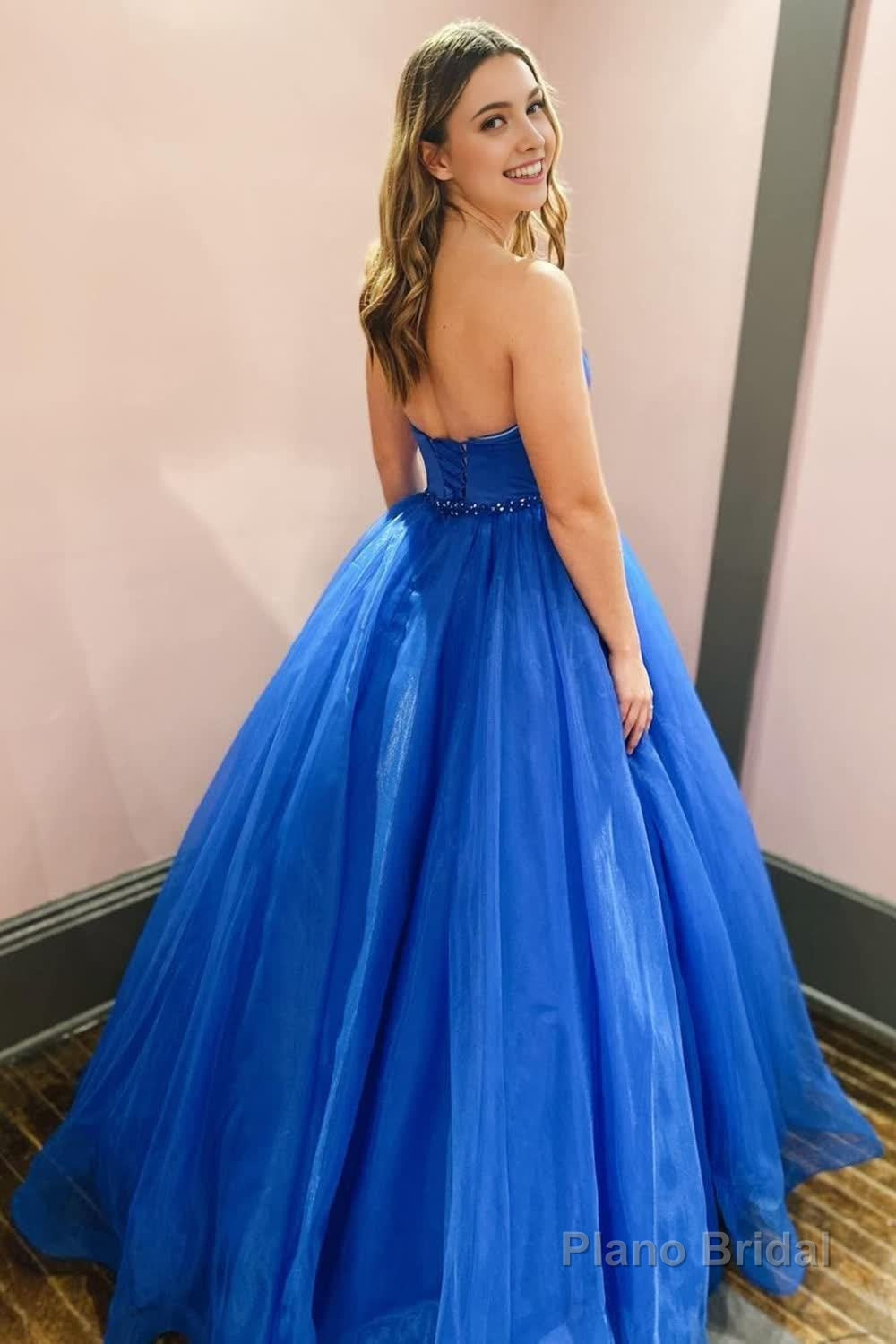 A Line Sweetheart Royal Blue Long Prom Dress with Beading and Pockets Secondary image