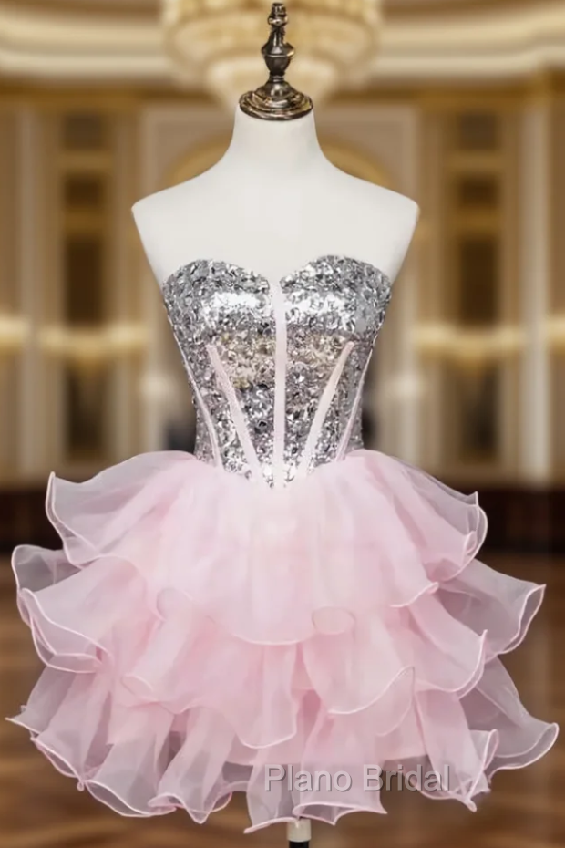 A-line Sweetheart Short Mini Tulle Short Formal Prom Dresses Homecoming Dresses Main image